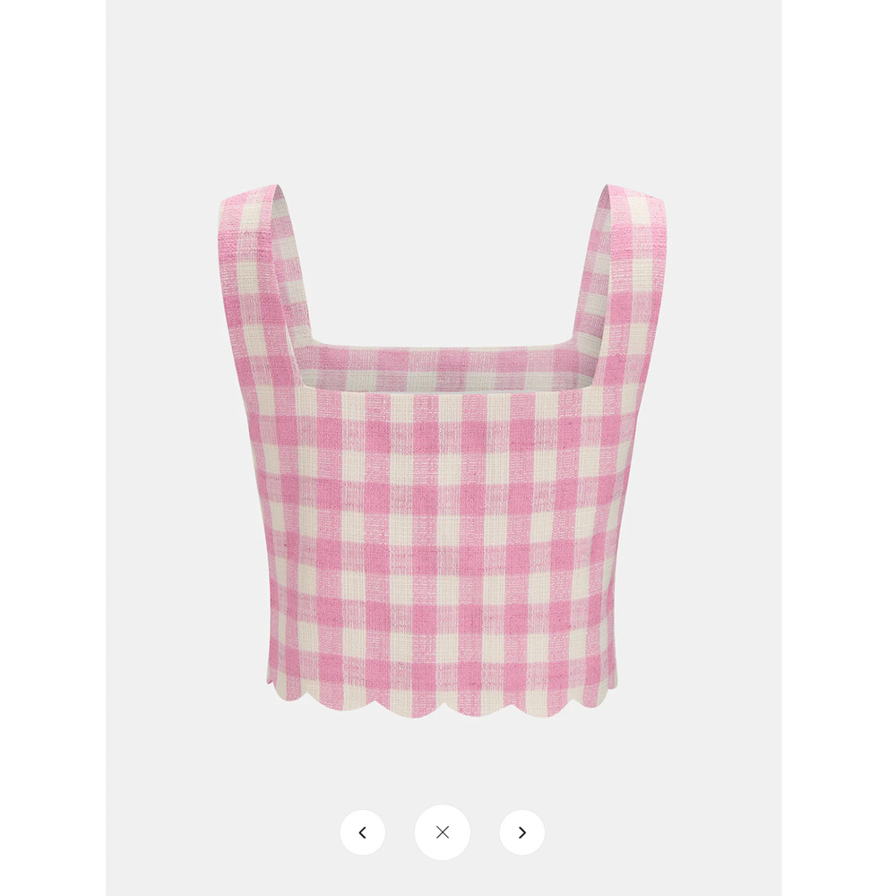 NWT Commense Gingham Scallop Hem Crop Top & Shorts Set Sz L - Picture 4 of 8